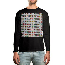 ロング tシャツ メンズ 長袖 ブラック デザイン XS S M L XL 2XL ロンT ティーシャツ 黒 black T shirt long sleeve 009360 外国　国旗