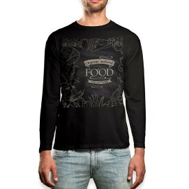 ロング tシャツ メンズ 長袖 ブラック デザイン XS S M L XL 2XL ロンT ティーシャツ 黒 black T shirt long sleeve 009636 カフェ　おしゃれ　黒板