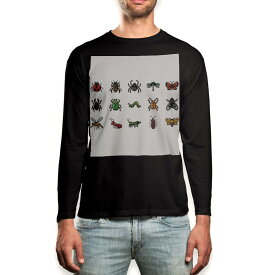 ロング tシャツ メンズ 長袖 ブラック デザイン XS S M L XL 2XL ロンT ティーシャツ 黒 black T shirt long sleeve 013485 虫　昆虫　テントウムシ