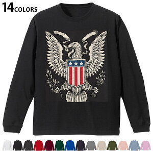 選べる14カラー 長袖リブ付きTシャツ メンズ レディース ユニセックス unisex 長袖 デザイン XS S M L XL 2XL Tシャツ ロング ティーシャツ T shirt 004576 鳥 黒 国旗