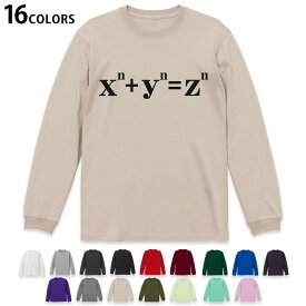 選べる16カラー 長袖リブ付きTシャツ メンズ レディース ユニセックス unisex 長袖 デザイン XS S M L XL 2XL Tシャツ ロング ティーシャツ T shirt 019000 フェルマー 定理 数式