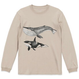 選べる16カラー 長袖リブ付きTシャツ メンズ レディース ユニセックス unisex 長袖 デザイン XS S M L XL 2XL Tシャツ ロング ティーシャツ T shirt 016066 シャチ　魚　クジラ
