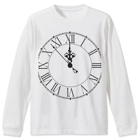 選べる16カラー 長袖リブ付きTシャツ メンズ レディース ユニセックス unisex 長袖 デザイン XS S M L XL 2XL Tシャツ ロング ティーシャツ T shirt 009470 時計　白　黒　シンプル
