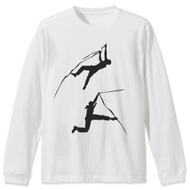 選べる16カラー 長袖リブ付きTシャツ メンズ レディース ユニセックス unisex 長袖 デザイン XS S M L XL 2XL Tシャツ ロング ティーシャツ T shirt 013562 ロッククライミング　人間　影