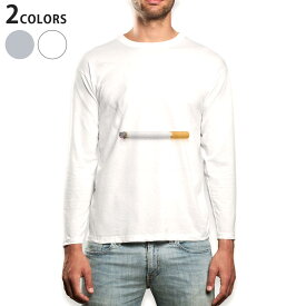 ロング tシャツ メンズ 長袖 ホワイト グレー デザイン XS S M L XL 2XL Tシャツ ティーシャツ T shirt long sleeve 000202 たばこ　煙