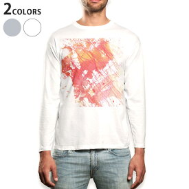 ロング tシャツ メンズ 長袖 ホワイト グレー デザイン XS S M L XL 2XL Tシャツ ティーシャツ T shirt long sleeve 008346 インク　ペンキ　赤　レッド　水彩