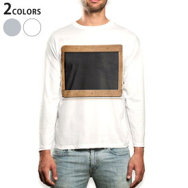 ロング tシャツ メンズ 長袖 ホワイト グレー デザイン XS S M L XL 2XL Tシャツ ティーシャツ T shirt long sleeve 009906 黒板　シンプル