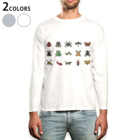 ロング tシャツ メンズ 長袖 ホワイト グレー デザイン XS S M L XL 2XL Tシャツ ティーシャツ T shirt long sleeve 013485 虫　昆虫　テントウムシ