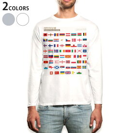 ロング tシャツ メンズ 長袖 ホワイト グレー デザイン XS S M L XL 2XL Tシャツ ティーシャツ T shirt long sleeve 015769 国旗　かわいい　カラフル