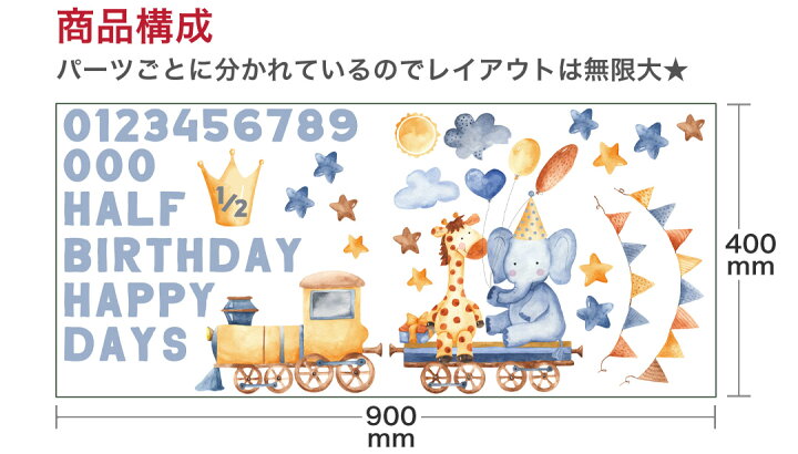 楽天市場 ハーフバースデー シール式ウォールステッカー 1 2 誕生日 ウォールステッカー 飾り 400 900mm シール式 ケーキ ガーランド バースデーパーティ飾り 風船 バルーン 壁紙 お祝い パーティ 動物 数字 パステル Kabeコレ