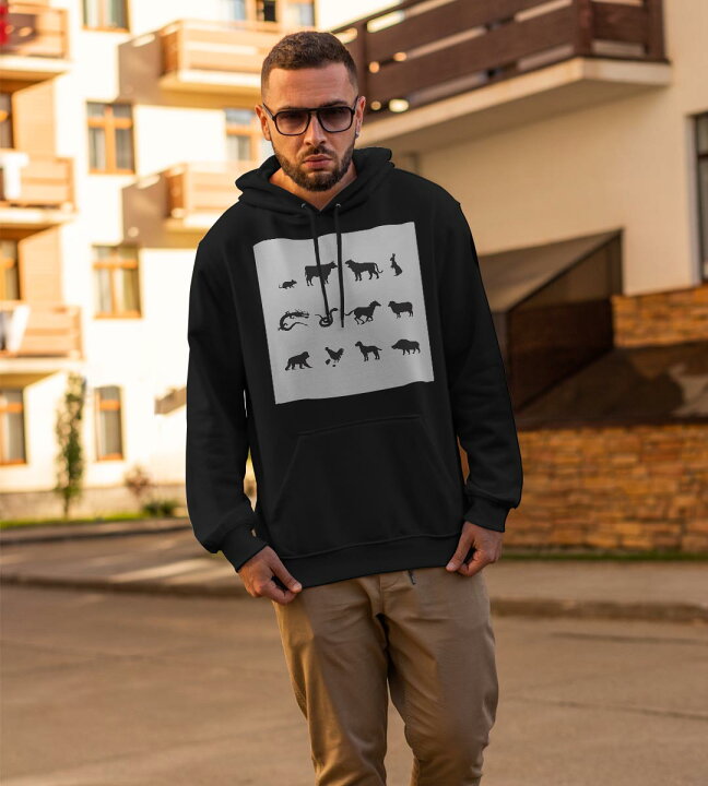 楽天市場 パーカー 男女 メンズ レディース 長袖 ホワイト グレー ブラック デザイン 150 S M L Xl 2xl Parker Hooded Sweatshirt フーディ 白 黒 灰色 動物 干支 イラスト Kabeコレ