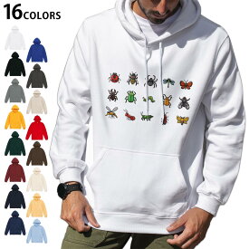 選べる16カラープルオーバー パーカー フーディ メンズ レディース ユニセックス 長袖 デザイン S M L XL 2XL hoodie 013485 虫　昆虫　テントウムシ