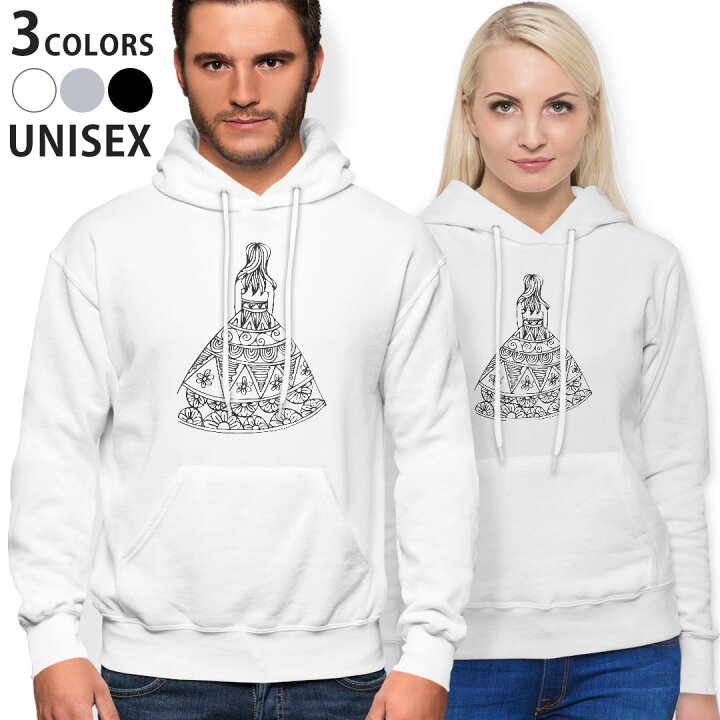 楽天市場 パーカー 男女 メンズ レディース 長袖 ホワイト グレー ブラック デザイン 150 S M L Xl 2xl Parker Hooded Sweatshirt フーディ 白 黒 灰色 ドレス 後ろ姿 白黒 Kabeコレ