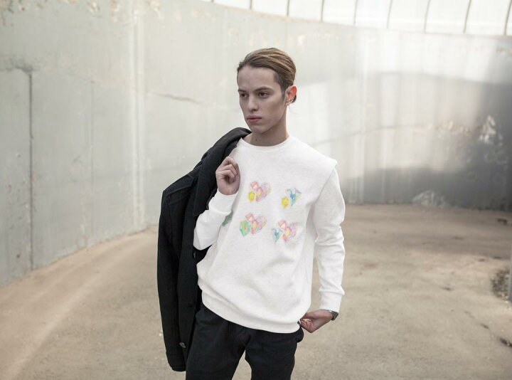 楽天市場 トレーナー メンズ 長袖 ホワイト グレー ブラック デザイン Xs S M L Xl 2xl Sweatshirt Trainer 白 黒 灰色 裏起毛 スウェット フェミニン ハート ダイヤ パステル キラキラ Kabeコレ