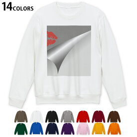 選べる14カラートレーナー メンズ 長袖 ホワイト グレー ブラック デザイン S M L XL 2XL sweatshirt　trainer　白　黒　灰色　スウェット 001102 キスマーク