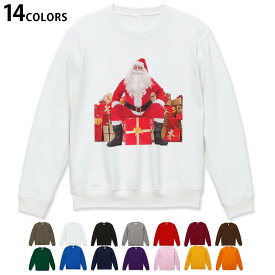 選べる14カラートレーナー メンズ 長袖 ホワイト グレー ブラック デザイン S M L XL 2XL sweatshirt　trainer　白　黒　灰色　スウェット 009980 クリスマス　サンタ　写真