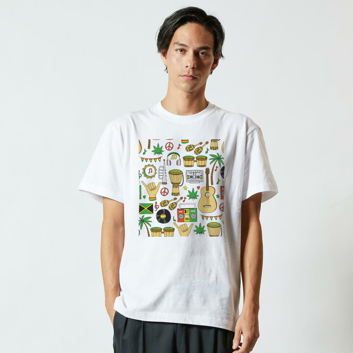 楽天市場 Tシャツ メンズ 半袖 ホワイト グレー デザイン Xs S M L Xl 2xl Tシャツ ティーシャツ T Shirt レゲエ 音楽 ミュージック Kabeコレ