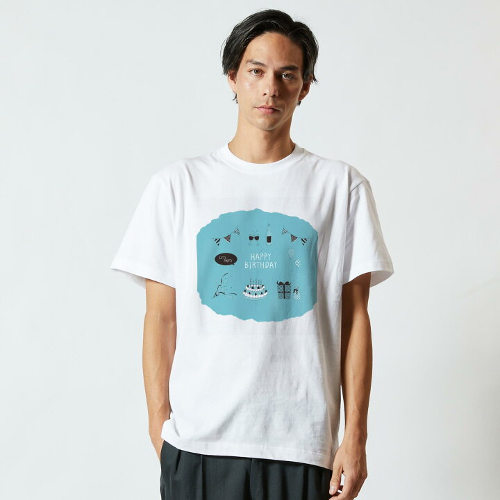 楽天市場 Tシャツ メンズ 半袖 ホワイト グレー デザイン Xs S M L Xl 2xl Tシャツ ティーシャツ T Shirt 誕生日 ケーキ 水色 Kabeコレ