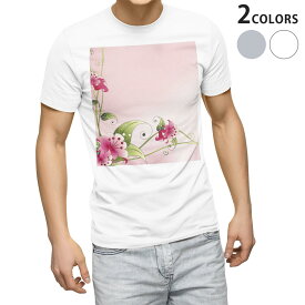 Tシャツ メンズ 半袖 ホワイト グレー デザイン S M L XL 2XL Tシャツ ティーシャツ T shirt 002026 花　　ピンク