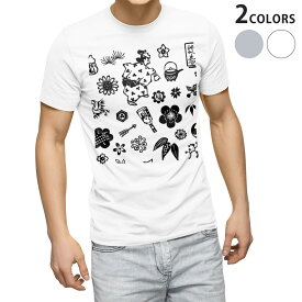 Tシャツ メンズ 半袖 ホワイト グレー デザイン S M L XL 2XL Tシャツ ティーシャツ T shirt 002802 正月　日本　イラスト