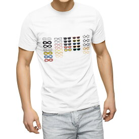 Tシャツ メンズ 半袖 ホワイト グレー デザイン S M L XL 2XL Tシャツ ティーシャツ T shirt 022567 めがね 眼鏡