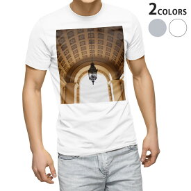 Tシャツ メンズ 半袖 ホワイト グレー デザイン S M L XL 2XL Tシャツ ティーシャツ T shirt 022879 写真　建築物