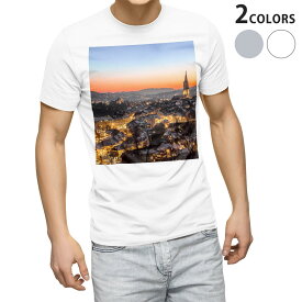 Tシャツ メンズ 半袖 ホワイト グレー デザイン S M L XL 2XL Tシャツ ティーシャツ T shirt 022969 都市　風景　写真