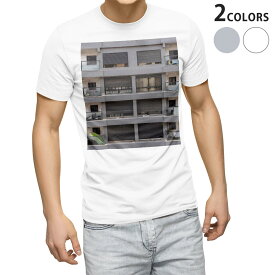 Tシャツ メンズ 半袖 ホワイト グレー デザイン S M L XL 2XL Tシャツ ティーシャツ T shirt 023035 建物　写真