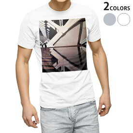 Tシャツ メンズ 半袖 ホワイト グレー デザイン S M L XL 2XL Tシャツ ティーシャツ T shirt 023129 建築物　写真　人物