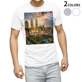 Tシャツ メンズ 半袖 ホワイト グレー デザイン S M L XL 2XL Tシャツ ティーシャツ T shirt 023130 風景　ビル　自然