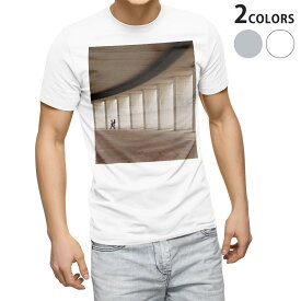 Tシャツ メンズ 半袖 ホワイト グレー デザイン S M L XL 2XL Tシャツ ティーシャツ T shirt 023157 建築物　写真