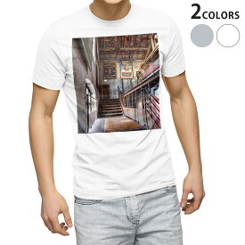 Tシャツ メンズ 半袖 ホワイト グレー デザイン S M L XL 2XL Tシャツ ティーシャツ T shirt 023257 建物　写真