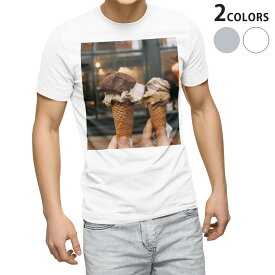tシャツ メンズ 半袖 ホワイト グレー デザイン S M L XL 2XL Tシャツ ティーシャツ T shirt 023456 アイスクリーム　写真　食べ物