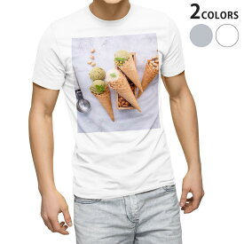 tシャツ メンズ 半袖 ホワイト グレー デザイン S M L XL 2XL Tシャツ ティーシャツ T shirt 023457 アイスクリーム　写真　食べ物