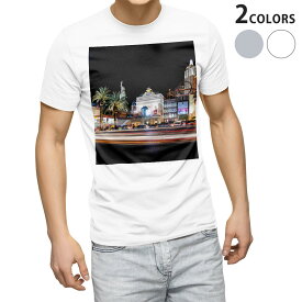 Tシャツ メンズ 半袖 ホワイト グレー デザイン S M L XL 2XL Tシャツ ティーシャツ T shirt 023497 ラスベガス　写真　風景
