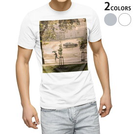 Tシャツ メンズ 半袖 ホワイト グレー デザイン S M L XL 2XL Tシャツ ティーシャツ T shirt 023545 雨　風景　傘