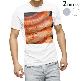 tシャツ メンズ 半袖 ホワイト グレー デザイン S M L XL 2XL Tシャツ ティーシャツ T shirt 023559 グルメ　食べ物　写真　ソーセージ