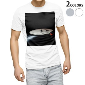 Tシャツ メンズ 半袖 ホワイト グレー デザイン S M L XL 2XL Tシャツ ティーシャツ T shirt 023598 音楽　レコード