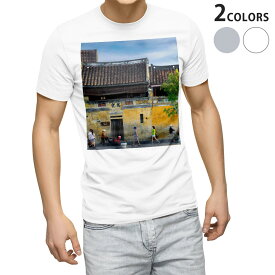 Tシャツ メンズ 半袖 ホワイト グレー デザイン S M L XL 2XL Tシャツ ティーシャツ T shirt 023669 建物　写真