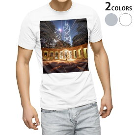 Tシャツ メンズ 半袖 ホワイト グレー デザイン S M L XL 2XL Tシャツ ティーシャツ T shirt 023819 建築物　ビル