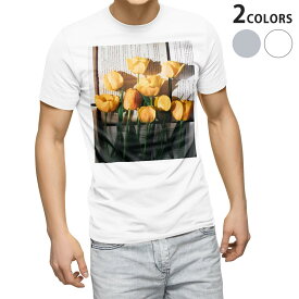Tシャツ メンズ 半袖 ホワイト グレー デザイン S M L XL 2XL Tシャツ ティーシャツ T shirt 023918 花　フラワー　チューリップ