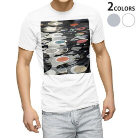 Tシャツ メンズ 半袖 ホワイト グレー デザイン S M L XL 2XL Tシャツ ティーシャツ T shirt 023940 レコード　音楽