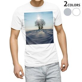 tシャツ メンズ 半袖 ホワイト グレー デザイン S M L XL 2XL Tシャツ ティーシャツ T shirt 023978 冬　雪　景色