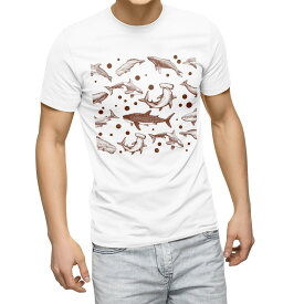 Tシャツ メンズ 半袖 ホワイト グレー デザイン S M L XL 2XL Tシャツ ティーシャツ T shirt 032230 鮫 シャーク