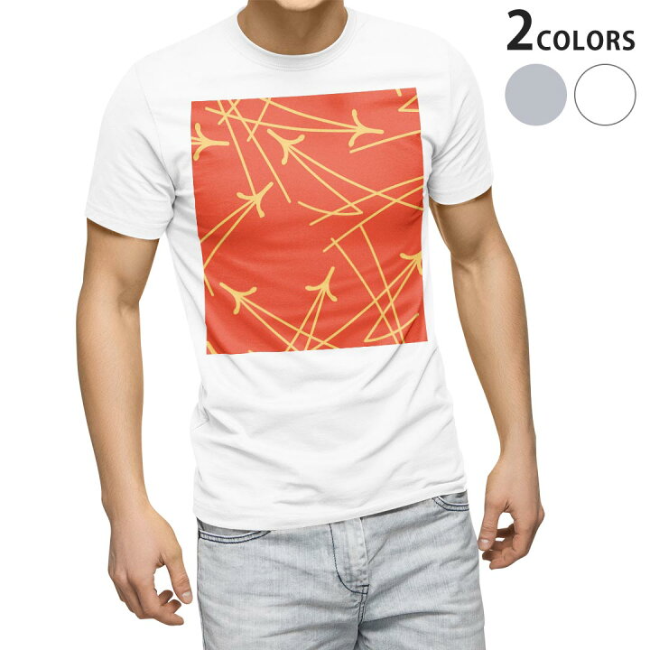 楽天市場 Tシャツ メンズ 半袖 ホワイト グレー デザイン Xs S M L Xl 2xl Tシャツ ティーシャツ T Shirt チェック ボーダー 模様 オレンジ 黄色 Kabeコレ