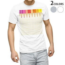 Tシャツ メンズ 半袖 ホワイト グレー デザイン S M L XL 2XL Tシャツ ティーシャツ T shirt 005588 色鉛筆　カラフル