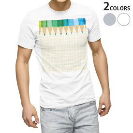 Tシャツ メンズ 半袖 ホワイト グレー デザイン S M L XL 2XL Tシャツ ティーシャツ T shirt 005589 色鉛筆　カラフル