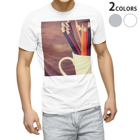 Tシャツ メンズ 半袖 ホワイト グレー デザイン S M L XL 2XL Tシャツ ティーシャツ T shirt 006471 写真　色鉛筆