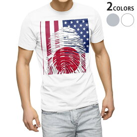 Tシャツ メンズ 半袖 ホワイト グレー デザイン S M L XL 2XL Tシャツ ティーシャツ T shirt 008108 アメリカ　国旗　日本　指紋