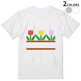 Tシャツ メンズ 半袖 ホワイト グレー デザイン S M L XL 2XL Tシャツ ティーシャツ T shirt 009292 　チューリップ